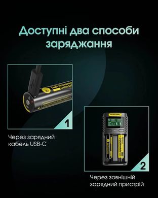 Акумулятор літієвий Li-Ion 18650 Nitecore NL1836R 3.6V (3600mAh, USB-C), захищений 6-1514_r фото