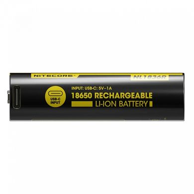 Акумулятор літієвий Li-Ion 18650 Nitecore NL1836R 3.6V (3600mAh, USB-C), захищений 6-1514_r фото