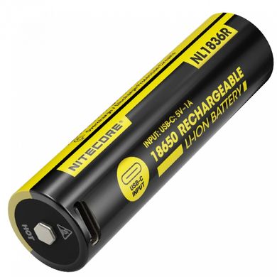 Акумулятор літієвий Li-Ion 18650 Nitecore NL1836R 3.6V (3600mAh, USB-C), захищений 6-1514_r фото