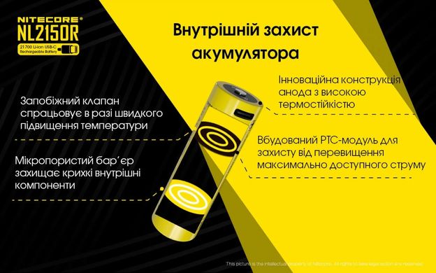 Акумулятор 21700 (5000mAh) Nitecore NL2150R (6-1379_50_R) 6-1379_50_R фото