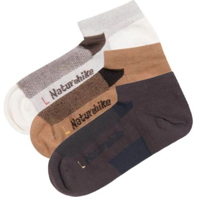 Шкарпетки швидко висихаючі Naturehike NH21FS013, 3 пари (бежеві, коричневі, чорні) розмір М (6927595775080) 6927595775080 фото