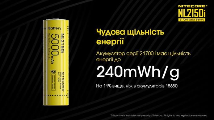 Акумулятор 21700 (5000mAh) Nitecore NL2150i (6-1379_50i) 6-1379_50i фото