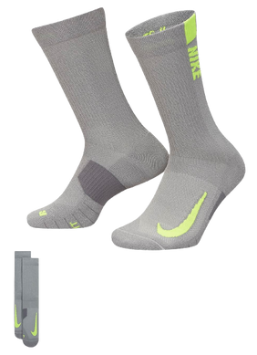 Шкарпетки Nike U NK MLTPLIER CRW 2PR - 144 сірий, салатовий Уні 38-42 195868374650 фото