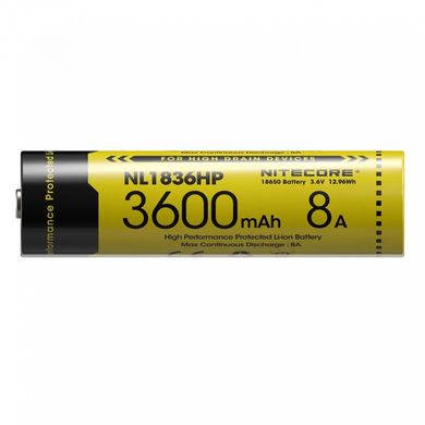 Акумулятор літієвий Li-Ion 18650 Nitecore NL1836HP 3.6V (8A, 3600mAh) захищений 6-1514_hp фото