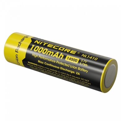 Акумулятор літієвий Li-Ion 14500 Nitecore NL1410 (1000mAh) захищений 6-1516 фото