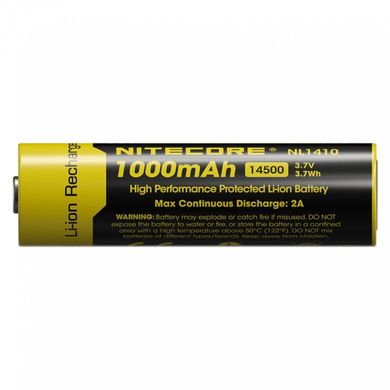 Акумулятор літієвий Li-Ion 14500 Nitecore NL1410 (1000mAh) захищений 6-1516 фото