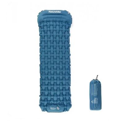 Килимок надувний з подушкою з помпою для надування Naturehike синій (CNK2300DZ0001) 6976023929496 фото