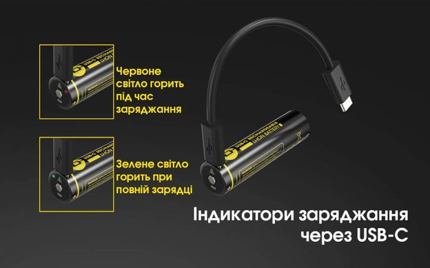 Акумулятор 18650 (3400mAh, USB-C) Nitecore NL1834R 6-1079-r фото