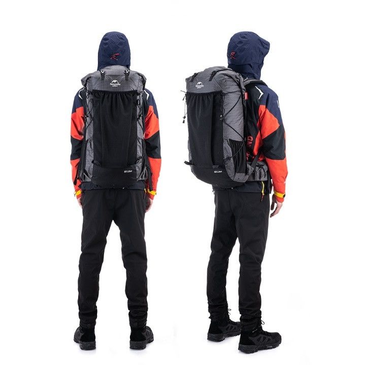 Рюкзак туристичний Naturehike 60 + 5 л чорний з сірим NH19BP095