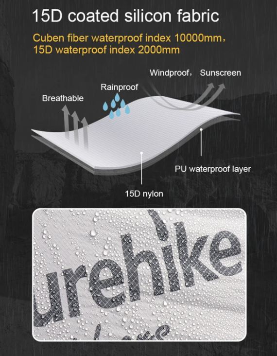 Двомісний намет Naturehike CloudUP-Wing 2 сірий  NH19ZP083