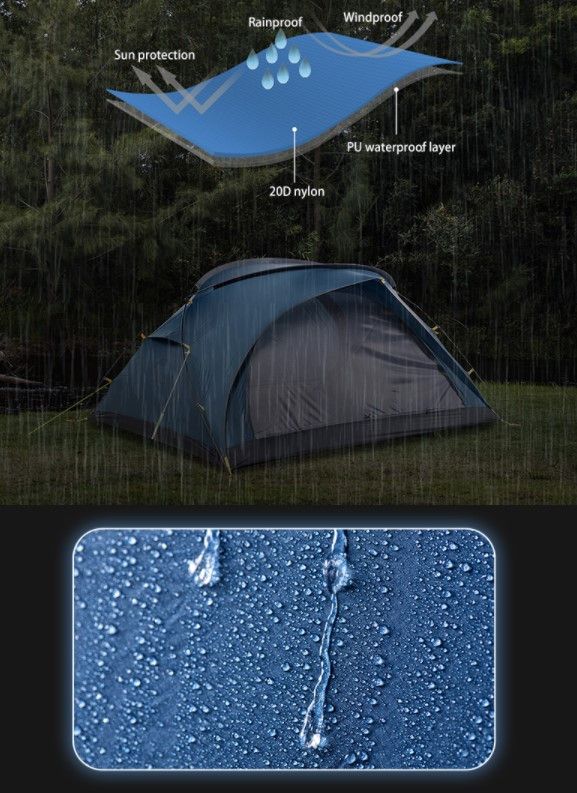 Двомісний намет Naturehike Bear-UL 2 синій NH20ZP108