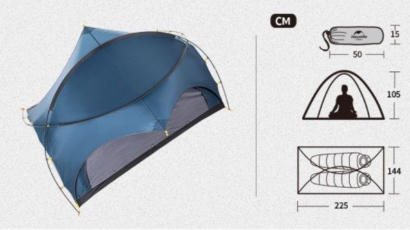 Двомісний намет Naturehike Bear-UL 2 синій NH20ZP108