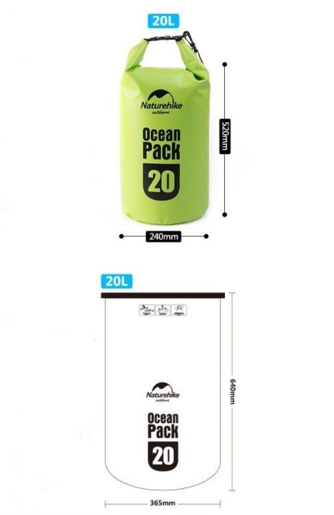 Водонепроникний мішок з ремінцем Naturehike 20 л салатовий FS15M020-J