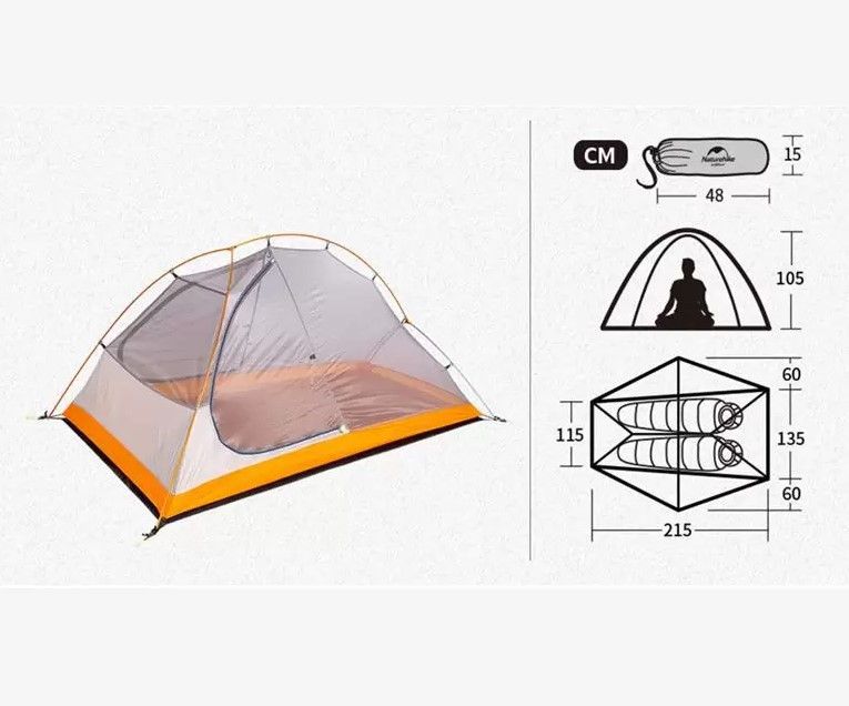 Двомісний намет Naturehike Cycling 2 помаранчевий NH18A180-D