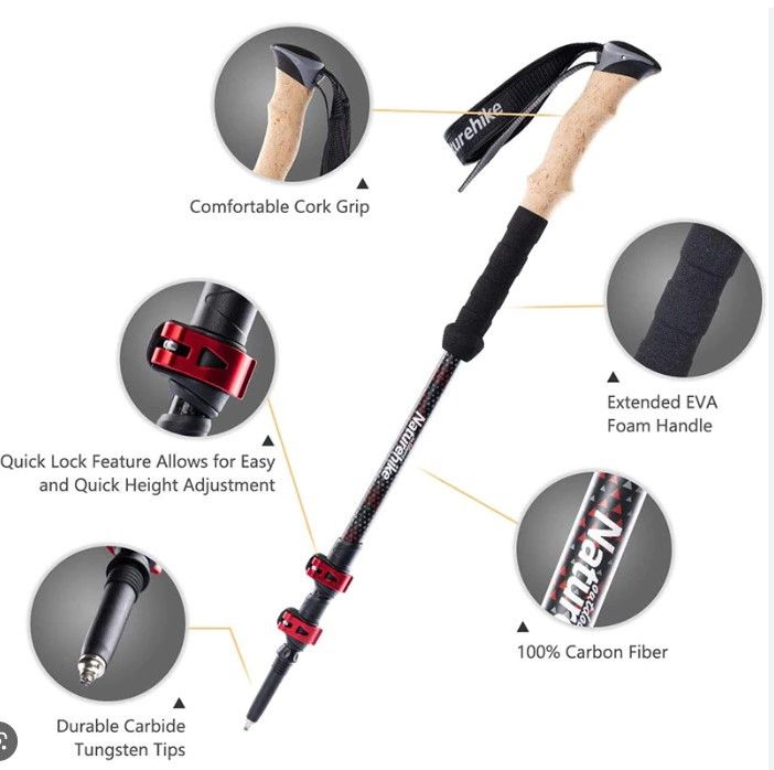 Трекінгові ультралегкі палиці Naturehike NH20DS003 чорні (ціна за пару)