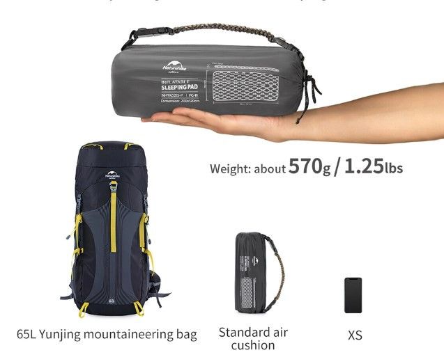 Килимок надувний Naturehike сірий NH19Z001-P