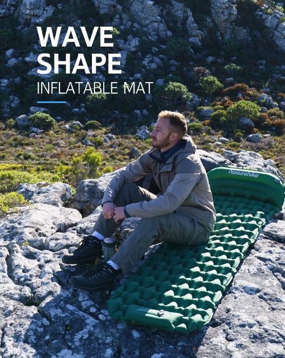 Килимок надувний з подушкою з помпою для надування Naturehike синій CNK2300DZ0001