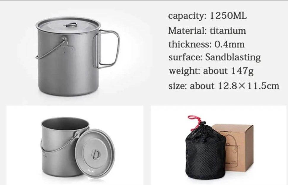 Титановий казанок Naturehike 1250 мл NH18T303-C