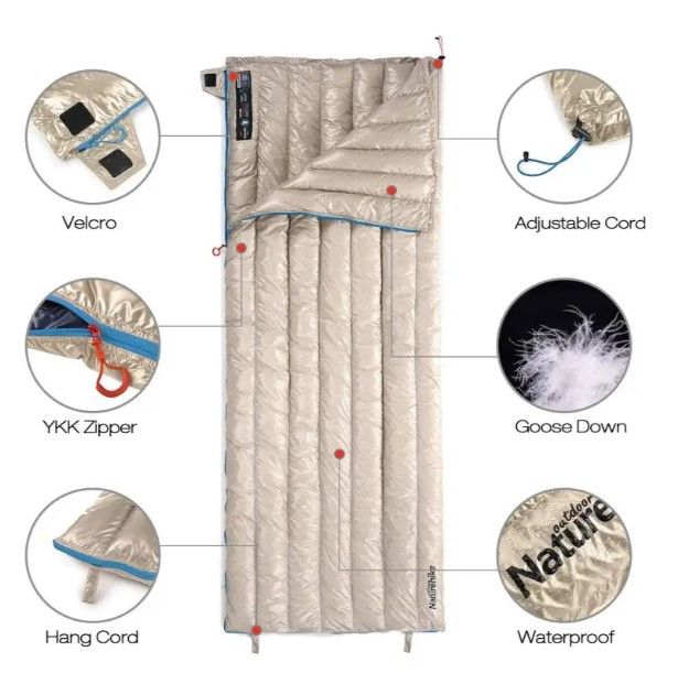 Спальник ультралегкий пуховий Naturehike CW280 upgrade хакі NH17Y010-R