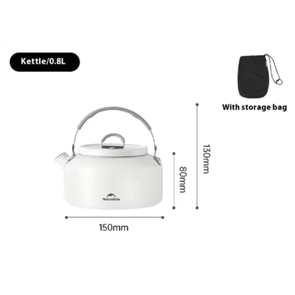 Чайник з керамічним антипригарним покриттям Naturehike CNK2450CF013 0,8 л, алюміній, білий