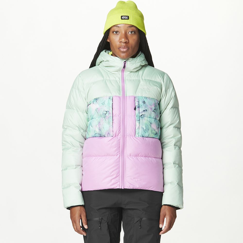 Picture Organic куртка пухова Hi Puff Down W 2025 silt green-orchid-blurry water print L