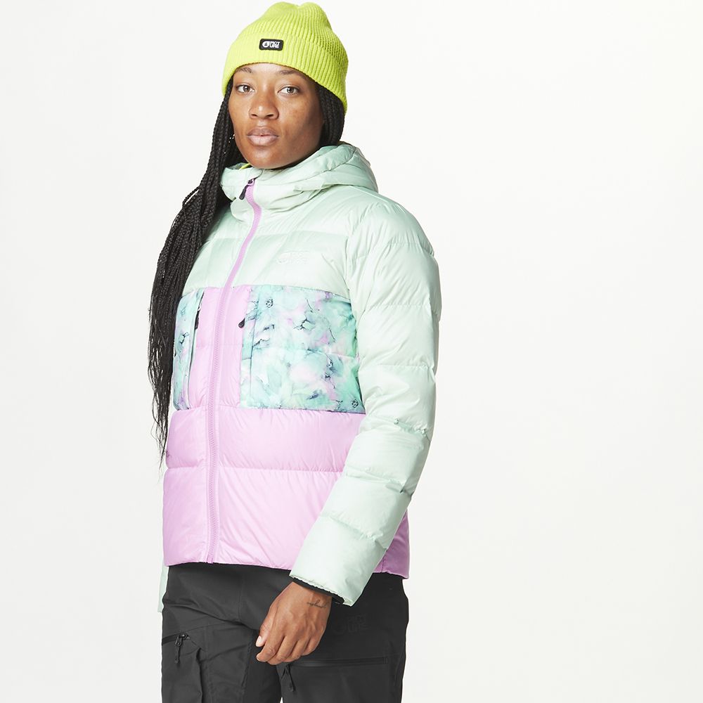Picture Organic куртка пухова Hi Puff Down W 2025 silt green-orchid-blurry water print M